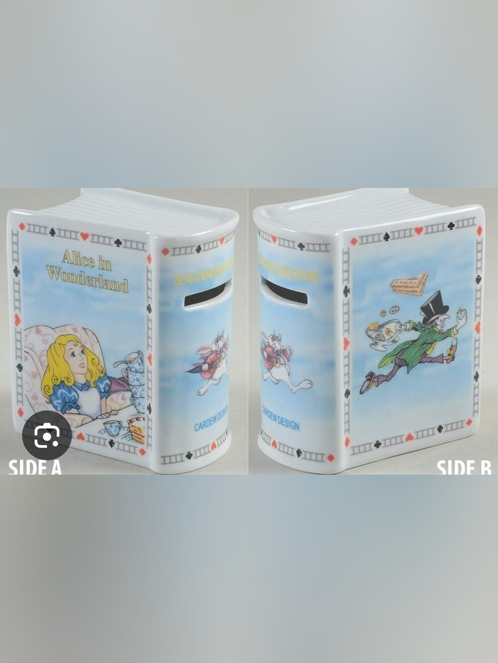 Cardew Design Alice in Wonderland's Cafe Bank Savings Book Designed in England